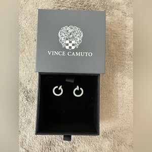 Vince Camuto : Silver Crystal Hoop Earrings - NWOT
